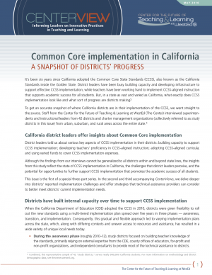 Cover for Common Core Implementation in California: A Snapshot of Districts’ Progress