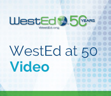News graphic for WestEd 50th anniversary video