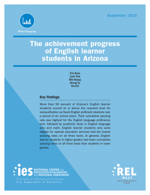 Cover for The Achievement Progress of English Learner Students in Arizona