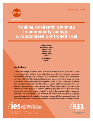 Cover for Scaling Academic Planning in Community College: A Randomized Controlled Trial