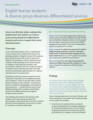 Cover for English Learner Students: A Diverse Group Deserves Differentiated Services
