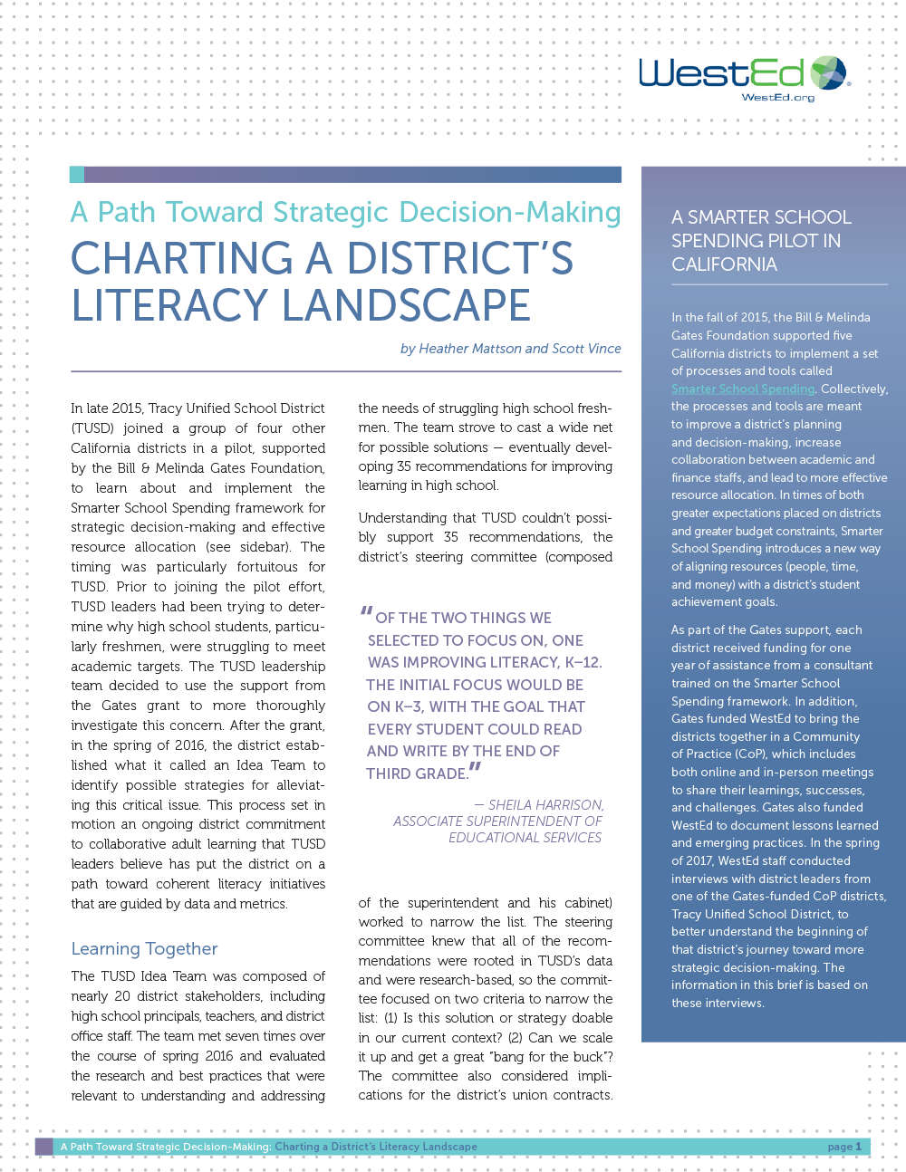 Charting A District's Literacy Landscape: A Path Toward Strategic Decision-Making