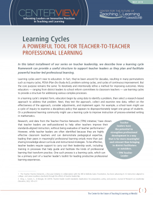 CenterView: Learning Cycles: A Powerful Tool for Teacher-to-Teacher Professional Learning