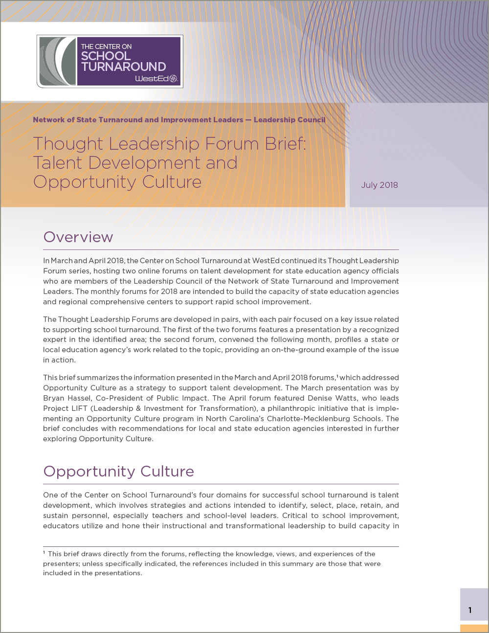 Thought Leadership Forum Brief: Talent Development and Opportunity Culture