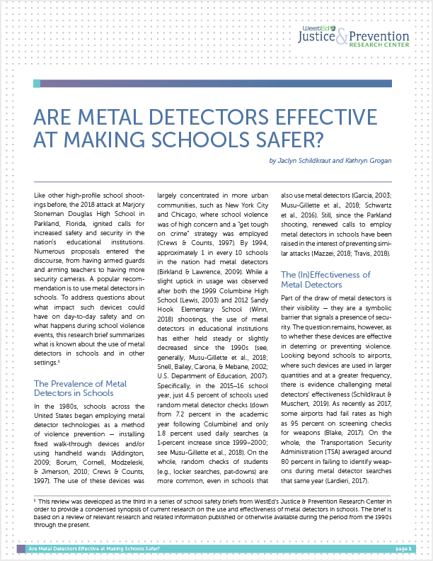 Are Metal Detectors Effective at Making Schools Safer?