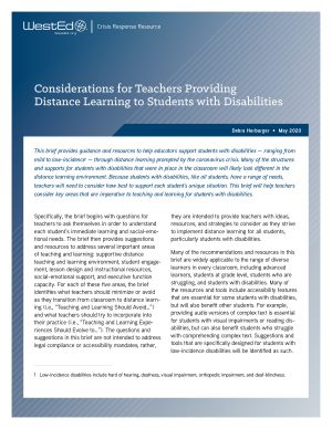Resource-Considerations for Teachers Providing Distance Learning to Students with Disabilities