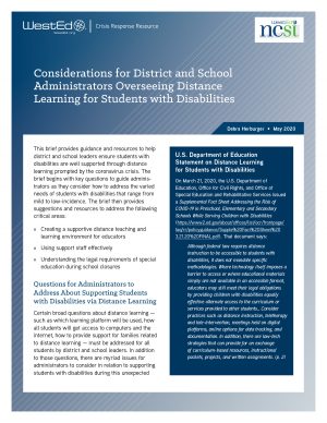 Considerations for District and School Administrators Overseeing Distance Learning for Sudents with Disabilities