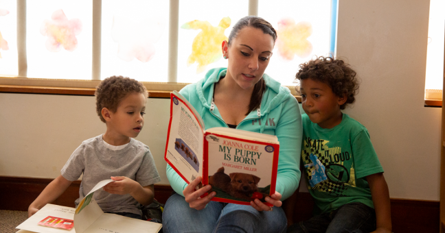 Teacher reading with students