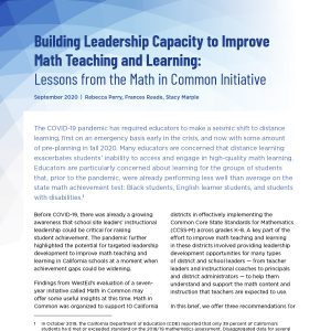 Building Leadership Capacity to Improve Math Teaching and Learning