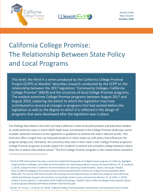 California College Promise: The Relationship Between State Policy and Local Programs