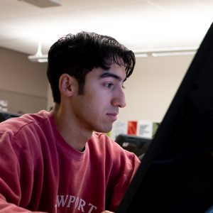 Student seated at a computer