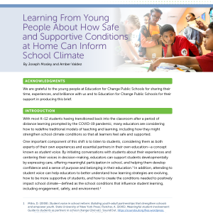 Learning From Young People About How Safe and Supportive Conditions at Home Can Inform School Climate