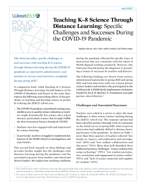 Teaching K-8 Science Through Distance Learning: Specific Challenges and Successes During the COVID-19 Pandemic