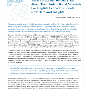 What California Teachers Say About Their Instructional Materials For English Learner Students: New Data and Insights