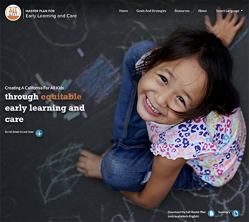 Master Plan for Early Learning and Care website