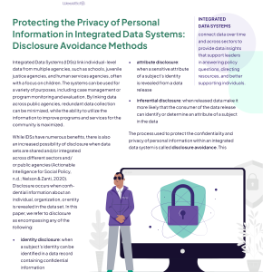 Protecting the Privacy of Personal Information in Integrated Data Systems: Disclosure Avoidance Methods