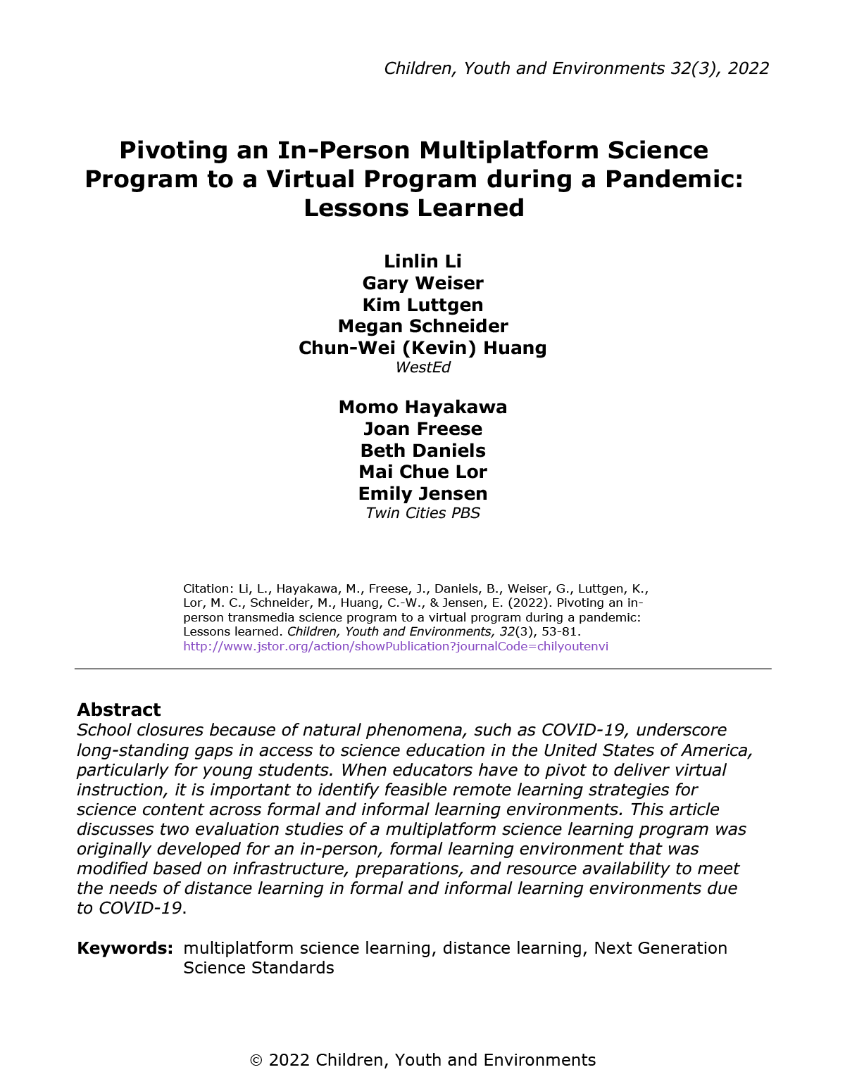Pivoting an In-Person Multiplatform Science Program to a Virtual Program during a Pandemic: Lessons Learned