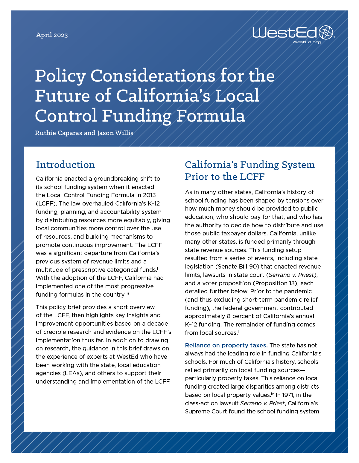 Policy Considerations for the Future of California's Local Control Funding Formula
