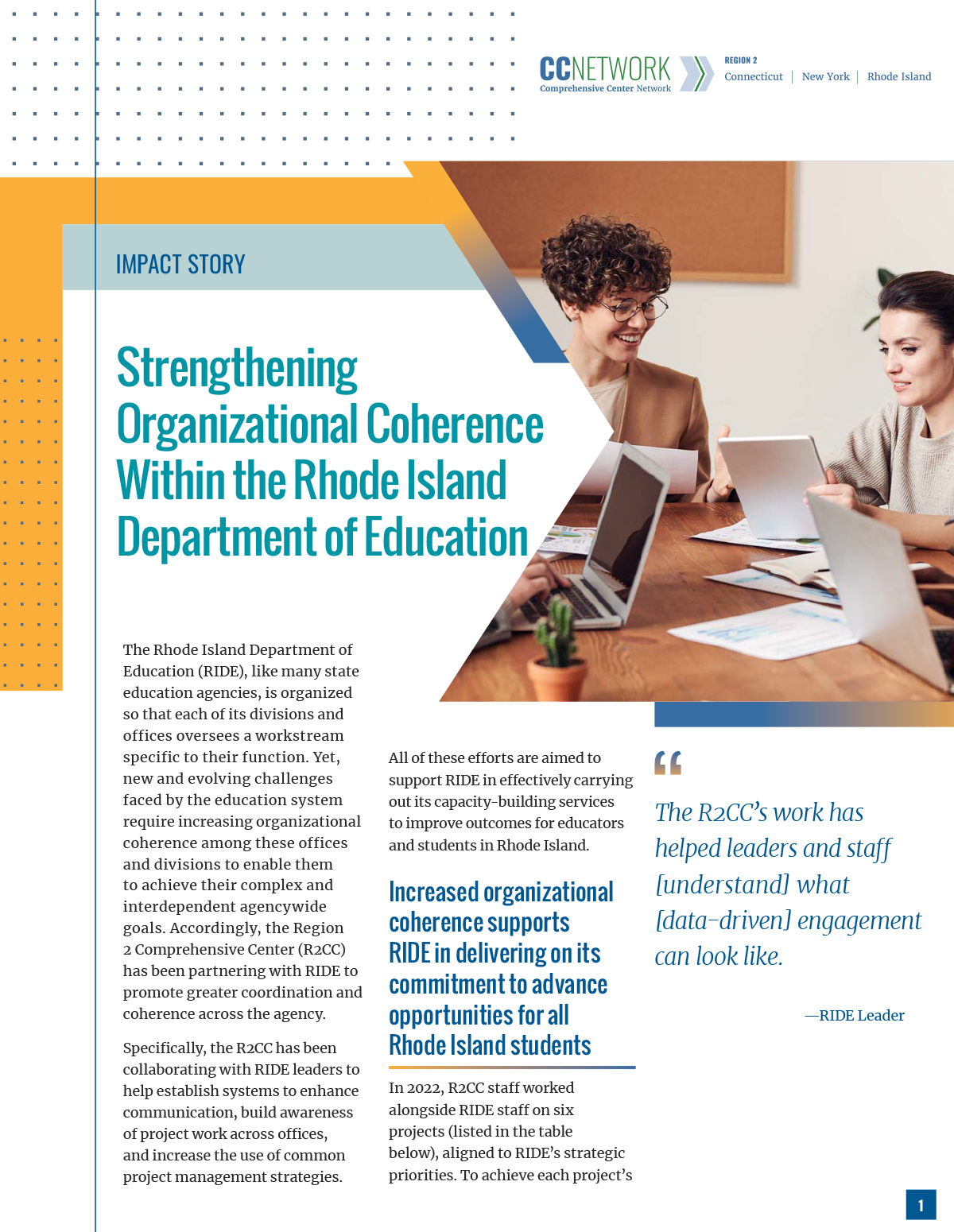 Strengthening Organizational Coherence Within the Rhode Island Department of Education