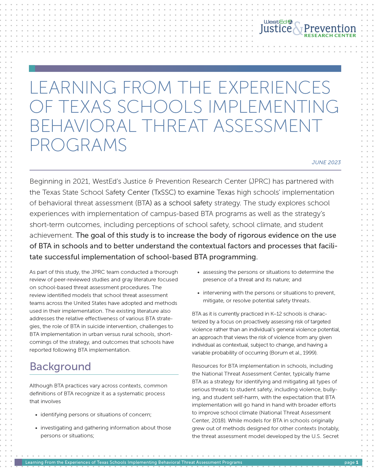 Learning From the Experiences of Texas Schools Implementing Behavioral Threat Assessment Programs