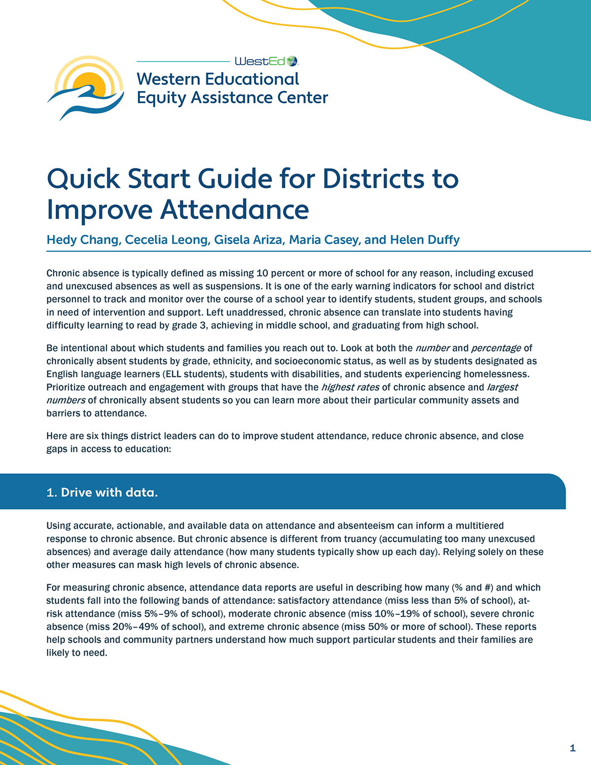 Cover of WEEAC Quick Start Guide for Districts to Improve Attendance