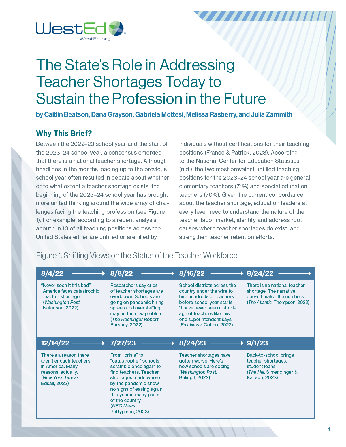 The State’s Role in Addressing Teacher Shortages Today to Sustain the Profession in the Future