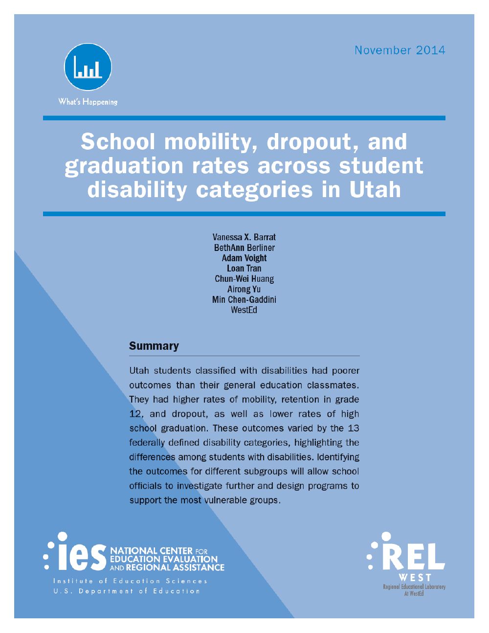 Cover image of School Mobility, Dropout, and Graduation Rates Across Student Disability Categories in Utah