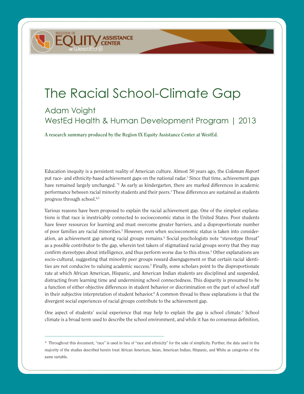 Cover image for The Racial School Climate Gap
