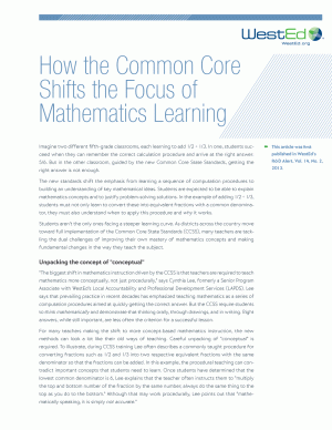 Cover image for How the Common Core Shifts the Focus of Mathematics Learning
