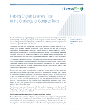 Cover image for Article: Helping English Learners Rise to the Challenge of Complex Texts