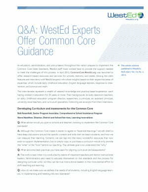 Cover graphic Q&A: WestEd Experts Offer Common Core Guidance