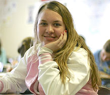 Smiling high school student girl