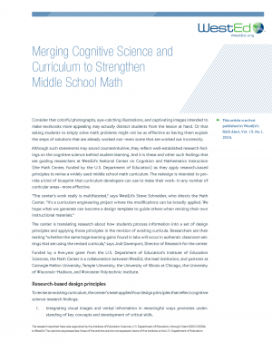 Cover image of Merging Cognitive Science and Curriculum to Strengthen Middle School Math Article RD 15.1