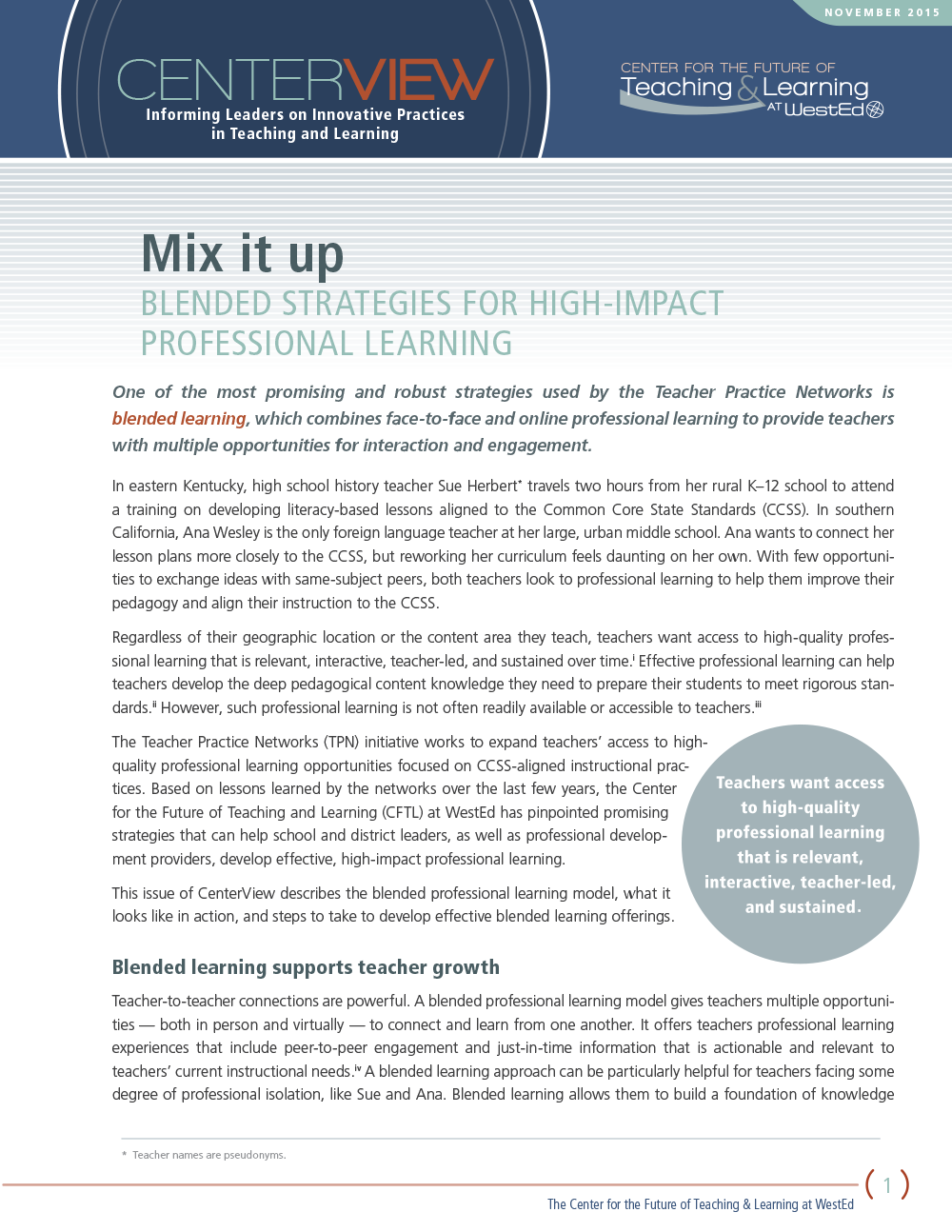 Cover Mix It Up: Blended Strategies for High-Impact Professional Learning