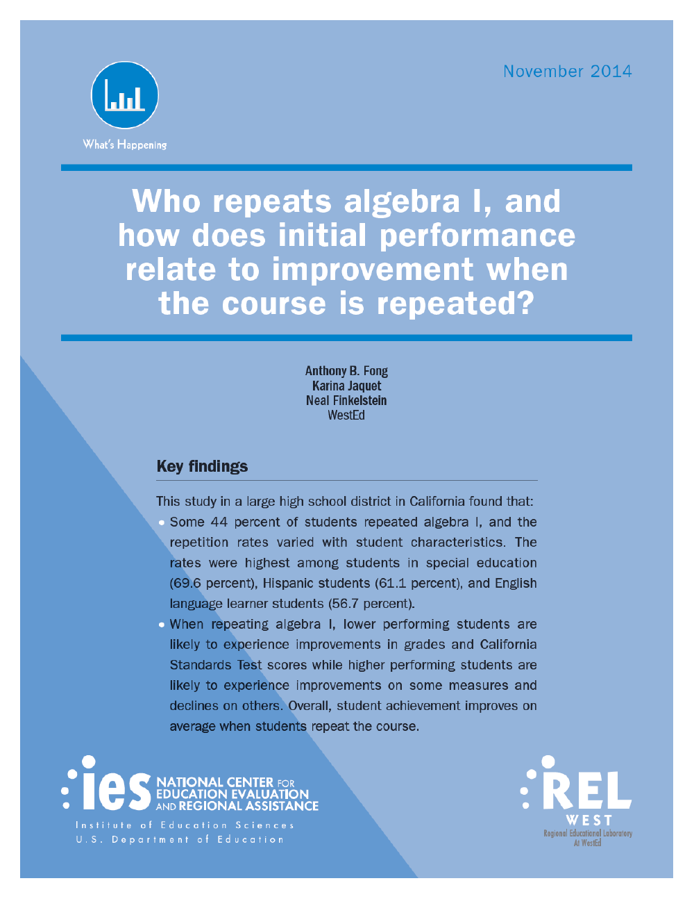 Cover image for Who repeats algebra I, and how does initial performance relate to improvement when the course is repeated?