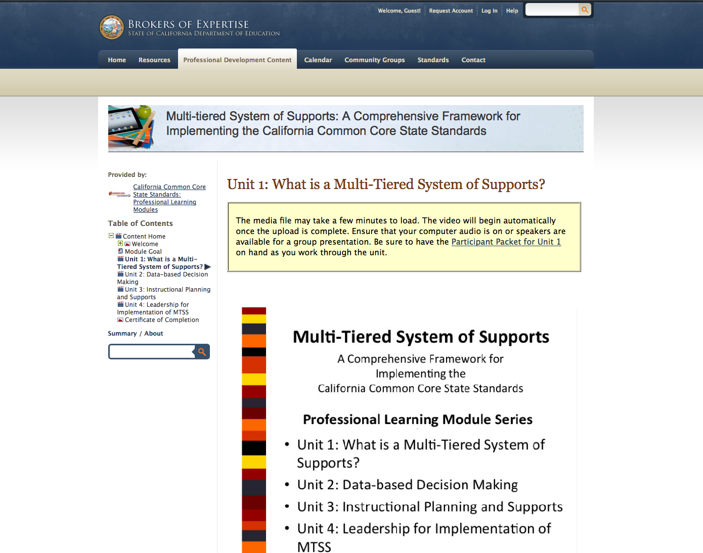 Screenshot of What is MTSS? module page